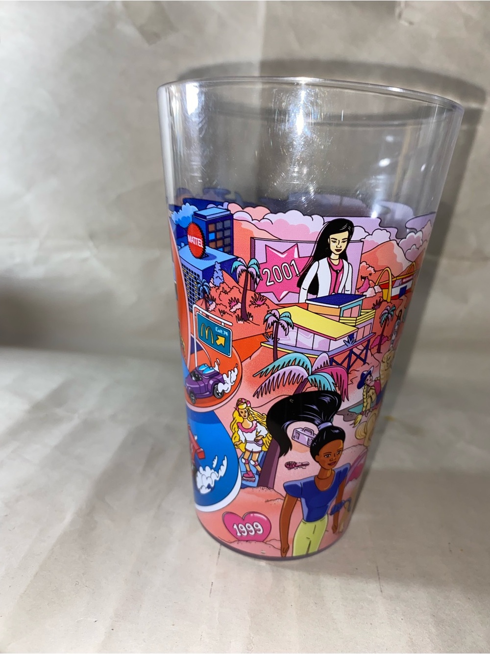 McDonald 2024 collector edition cup featuring Barbie and hot wheels graphic